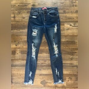 Wax Jean Blue Skinny Distressed Denim